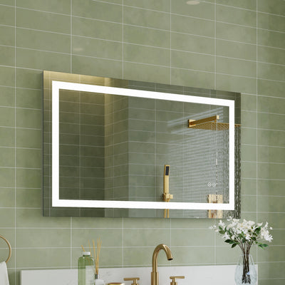40 in. W x 24 in. H Frameless Rectangular LED Light Bathroom Mirror