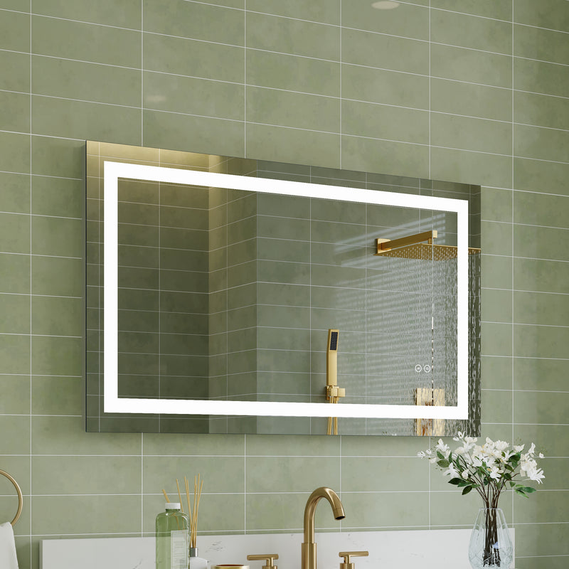 40 in. W x 24 in. H Frameless Rectangular LED Light Bathroom Mirror