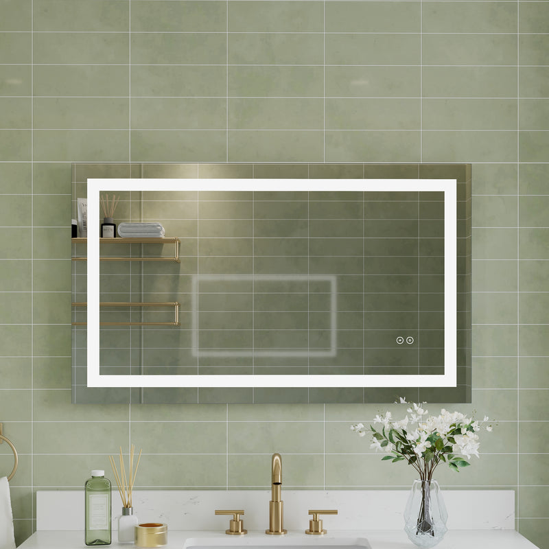 40 in. W x 24 in. H Frameless Rectangular LED Light Bathroom Mirror