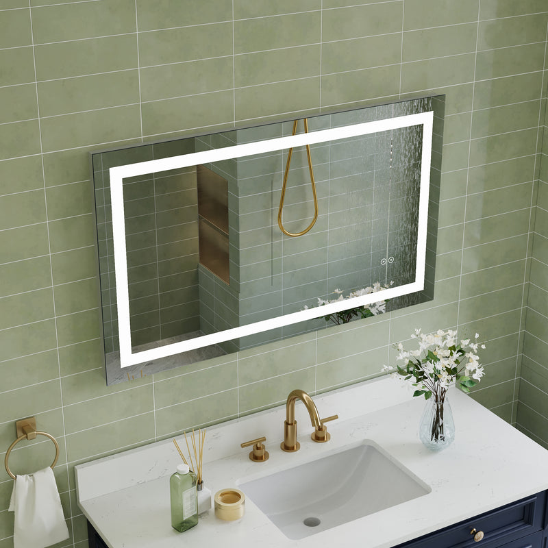 40 in. W x 24 in. H Frameless Rectangular LED Light Bathroom Mirror