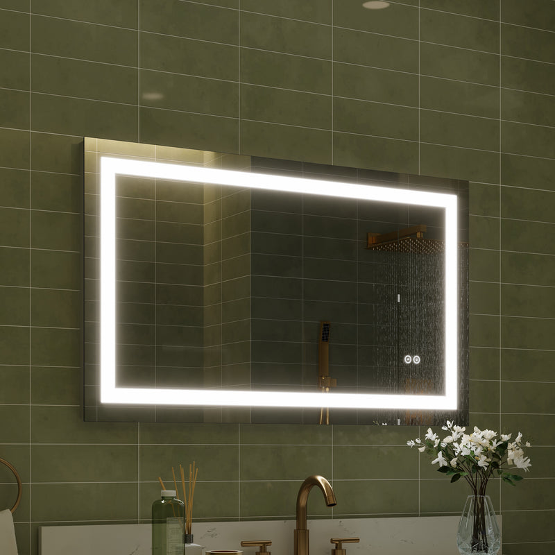 40 in. W x 24 in. H Frameless Rectangular LED Light Bathroom Mirror