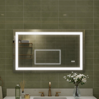 40 in. W x 24 in. H Frameless Rectangular LED Light Bathroom Mirror