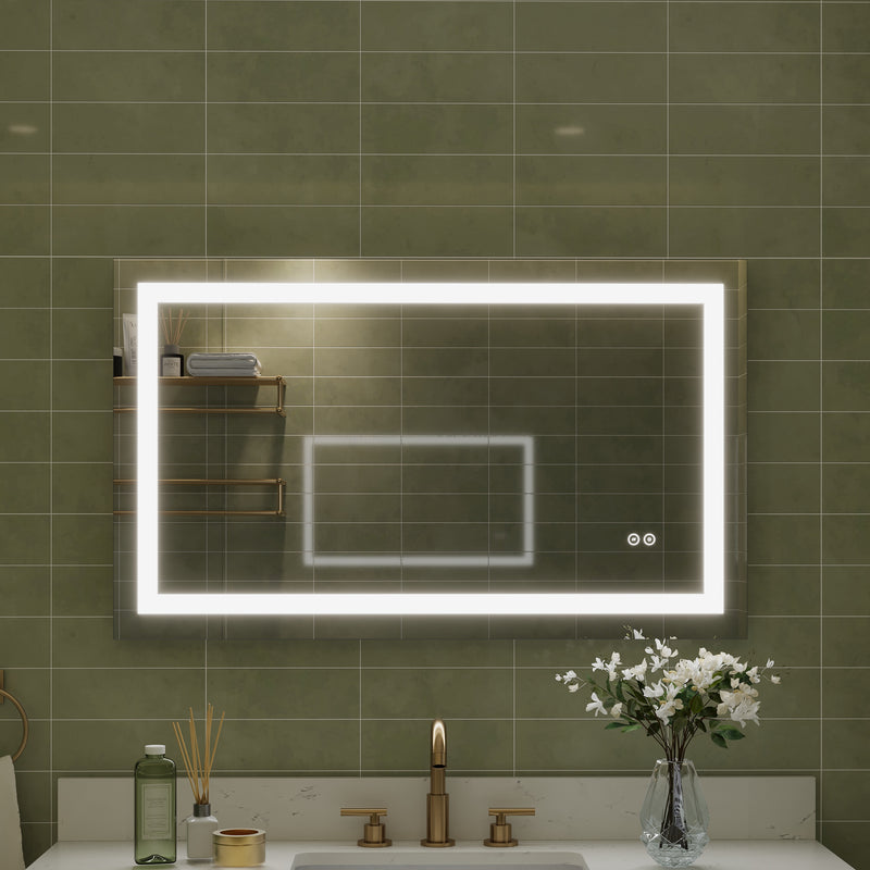 40 in. W x 24 in. H Frameless Rectangular LED Light Bathroom Mirror