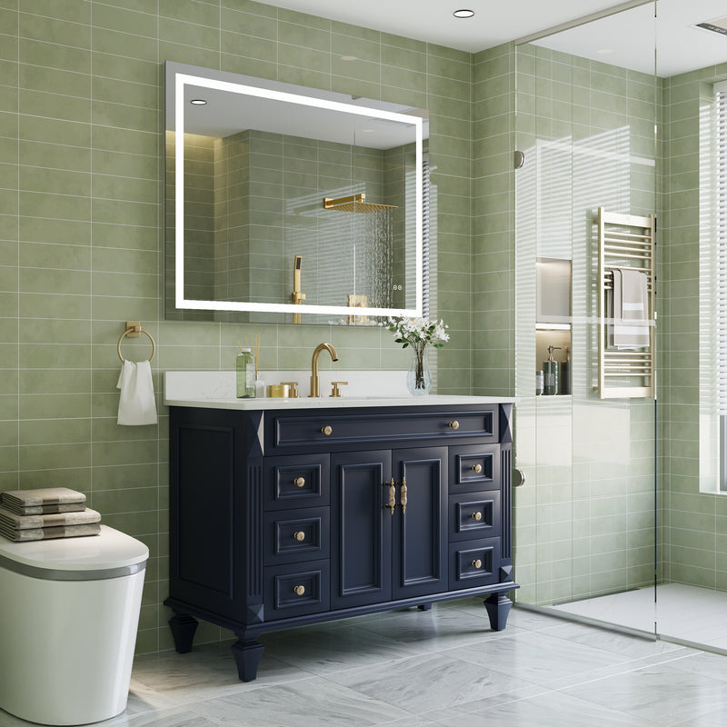 48 in. W x 36 in. H Frameless Rectangular LED Light Bathroom Mirror