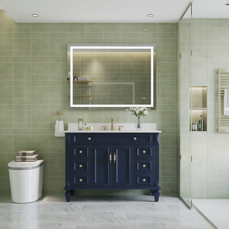 48 in. W x 36 in. H Frameless Rectangular LED Light Bathroom Mirror