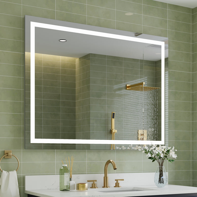 48 in. W x 36 in. H Frameless Rectangular LED Light Bathroom Mirror