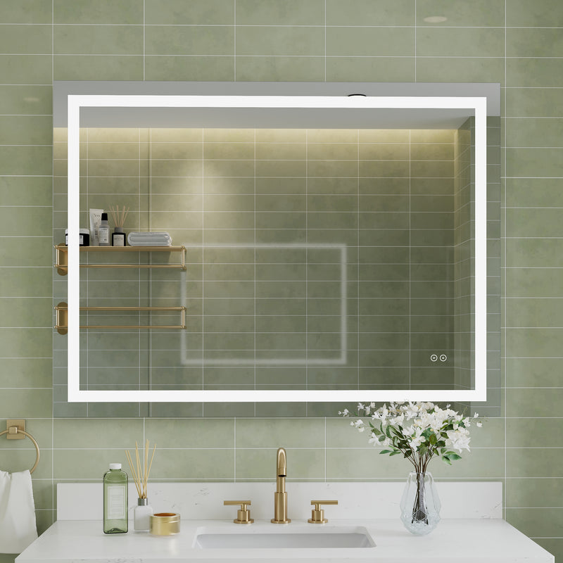 48 in. W x 36 in. H Frameless Rectangular LED Light Bathroom Mirror
