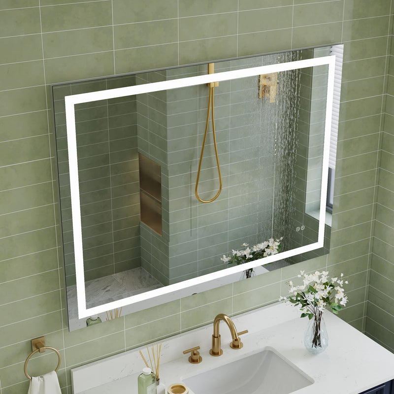 48 in. W x 36 in. H Frameless Rectangular LED Light Bathroom Mirror