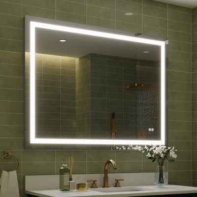 48 in. W x 36 in. H Frameless Rectangular LED Light Bathroom Mirror