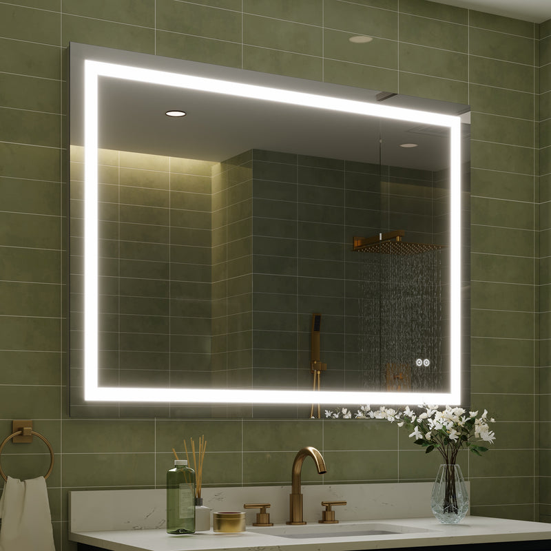 48 in. W x 36 in. H Frameless Rectangular LED Light Bathroom Mirror
