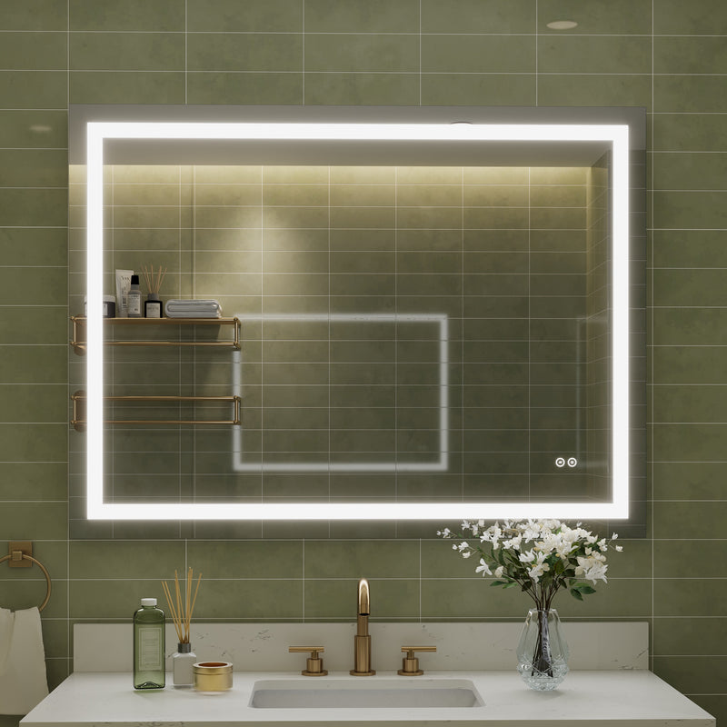 48 in. W x 36 in. H Frameless Rectangular LED Light Bathroom Mirror