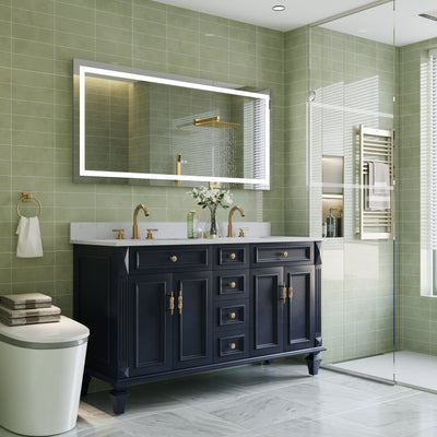60 in. W x 28 in. H Frameless Rectangular LED Light Bathroom Mirror