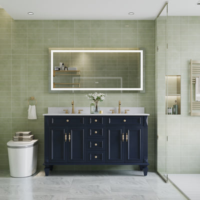 60 in. W x 28 in. H Frameless Rectangular LED Light Bathroom Mirror