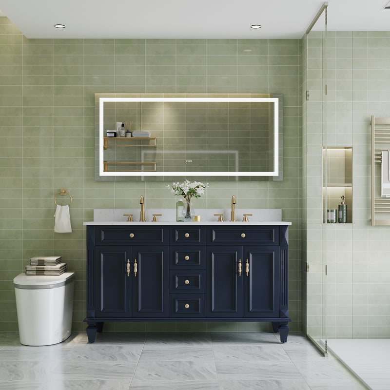 60 in. W x 28 in. H Frameless Rectangular LED Light Bathroom Mirror