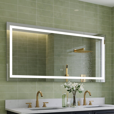 60 in. W x 28 in. H Frameless Rectangular LED Light Bathroom Mirror