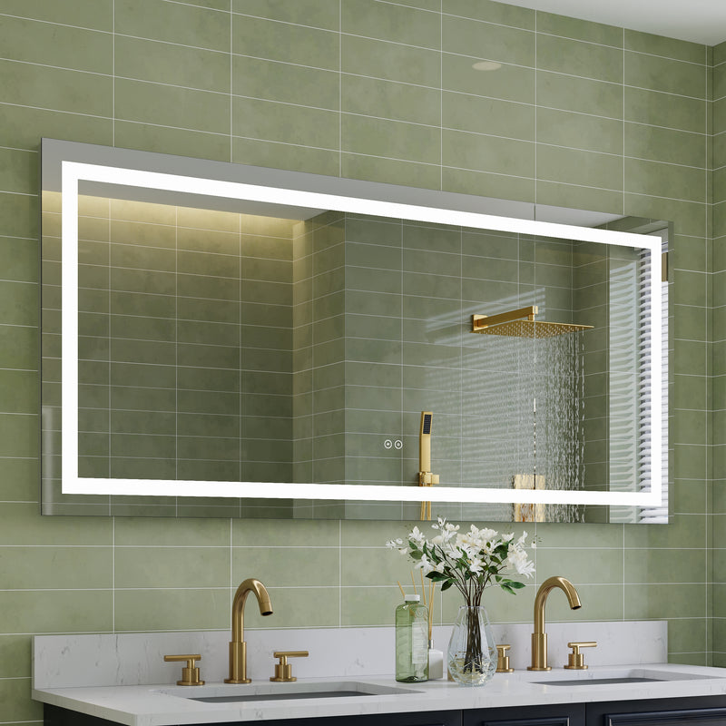 60 in. W x 28 in. H Frameless Rectangular LED Light Bathroom Mirror