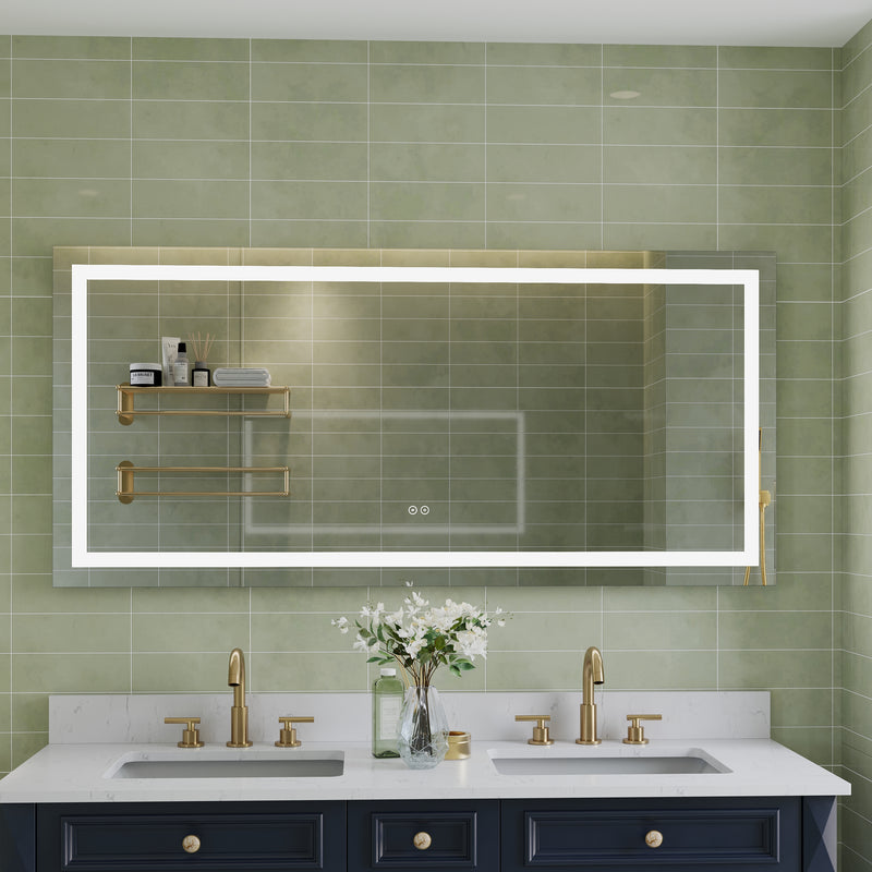 60 in. W x 28 in. H Frameless Rectangular LED Light Bathroom Mirror