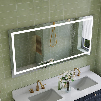 60 in. W x 28 in. H Frameless Rectangular LED Light Bathroom Mirror