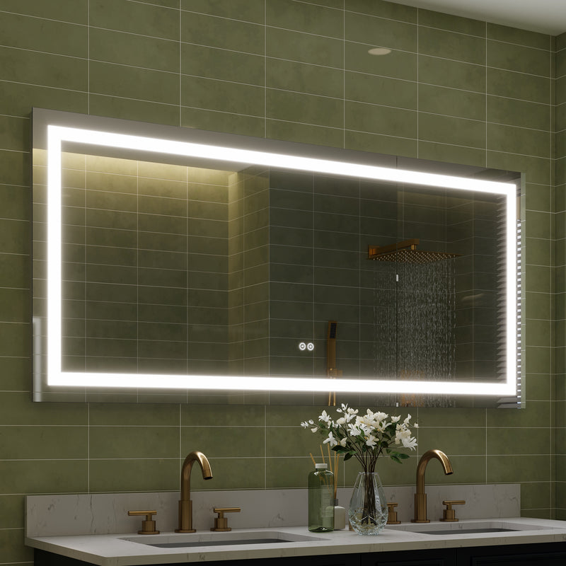 60 in. W x 28 in. H Frameless Rectangular LED Light Bathroom Mirror