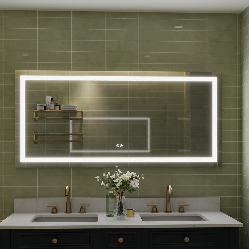 60 in. W x 28 in. H Frameless Rectangular LED Light Bathroom Mirror