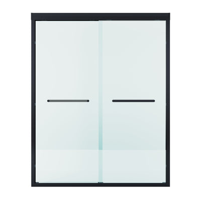 56–60 Inch Double Sliding Shower Door with Matte Black Aluminum Alloy Frame and 1/4" Tempered Clear Glass
