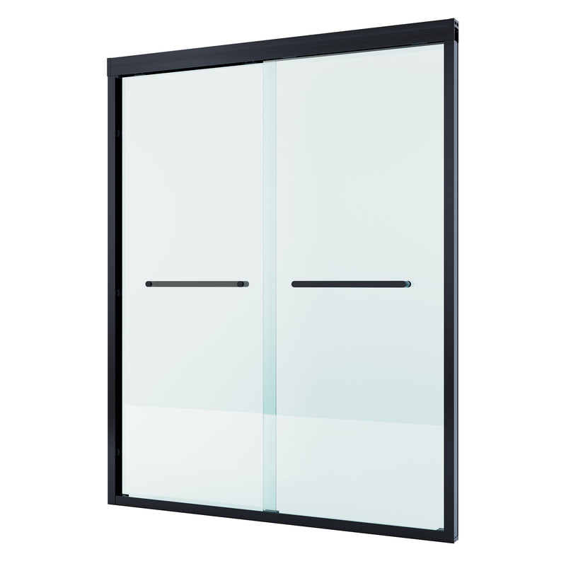 56–60 Inch Double Sliding Shower Door with Matte Black Aluminum Alloy Frame and 1/4" Tempered Clear Glass