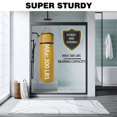 56–60 Inch Double Sliding Shower Door with Matte Black Aluminum Alloy Frame and 1/4" Tempered Clear Glass