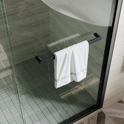 56–60 Inch Double Sliding Shower Door with Matte Black Aluminum Alloy Frame and 5/16" Tempered Clear Glass