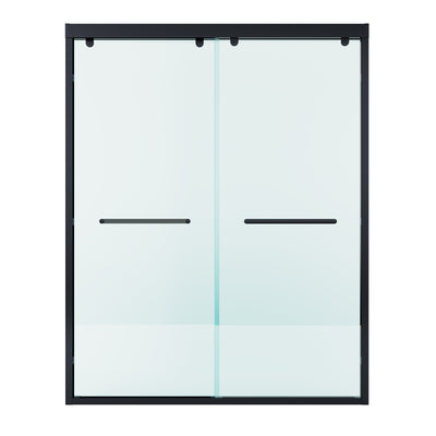 56–60 Inch Double Sliding Shower Door with Matte Black Aluminum Alloy Frame and 5/16" Tempered Clear Glass