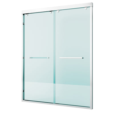 56–60 Inch Double Sliding Shower Door with Chrome Aluminum Alloy Frame and 5/16" Tempered Clear Glass