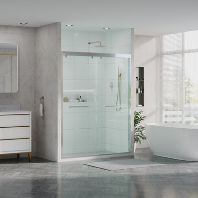 56–60 Inch Double Sliding Shower Door with Chrome Aluminum Alloy Frame and 5/16" Tempered Clear Glass