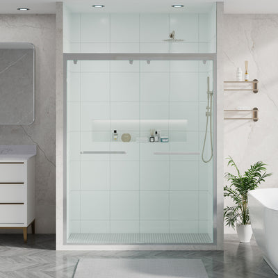 56–60 Inch Double Sliding Shower Door with Chrome Aluminum Alloy Frame and 5/16" Tempered Clear Glass