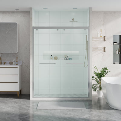 56–60 Inch Double Sliding Shower Door with Chrome Aluminum Alloy Frame and 5/16" Tempered Clear Glass