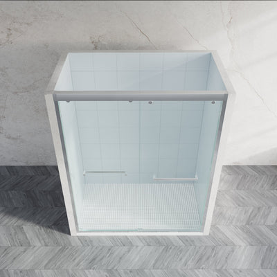 56–60 Inch Double Sliding Shower Door with Chrome Aluminum Alloy Frame and 5/16" Tempered Clear Glass