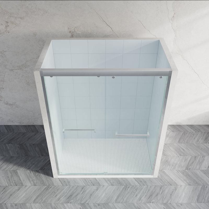 56–60 Inch Double Sliding Shower Door with Chrome Aluminum Alloy Frame and 5/16" Tempered Clear Glass