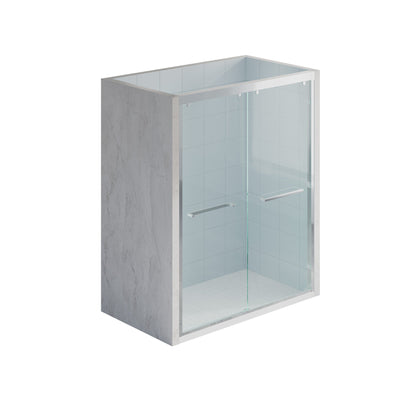 56–60 Inch Double Sliding Shower Door with Chrome Aluminum Alloy Frame and 5/16" Tempered Clear Glass