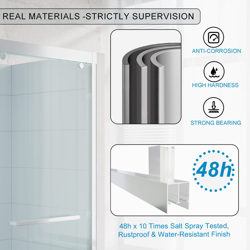 56–60 Inch Double Sliding Shower Door with Chrome Aluminum Alloy Frame and 5/16" Tempered Clear Glass