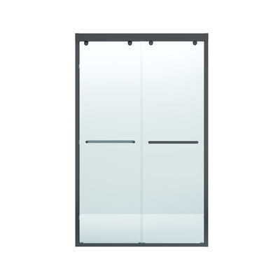 44-48 Inch Double Sliding Shower Door with Matte Black Aluminum Alloy Frame and 5/16" Tempered Clear Glass