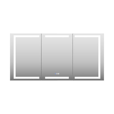 60 in. x 30 in. LED Lighted Aluminum Bathroom Medicine Cabinet with Anti-Fog, Dimmable Lighting, Outlet, Surface or Recessed Mount
