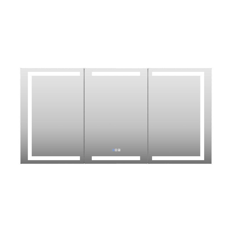 60 in. x 30 in. LED Lighted Aluminum Bathroom Medicine Cabinet with Anti-Fog, Dimmable Lighting, Outlet, Surface or Recessed Mount