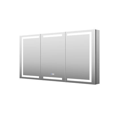 60 in. x 30 in. LED Lighted Aluminum Bathroom Medicine Cabinet with Anti-Fog, Dimmable Lighting, Outlet, Surface or Recessed Mount