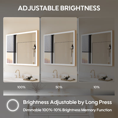 40 in. W x 32 in. H Aluminium Framed Rectangular LED Light Bathroom Vanity Mirror