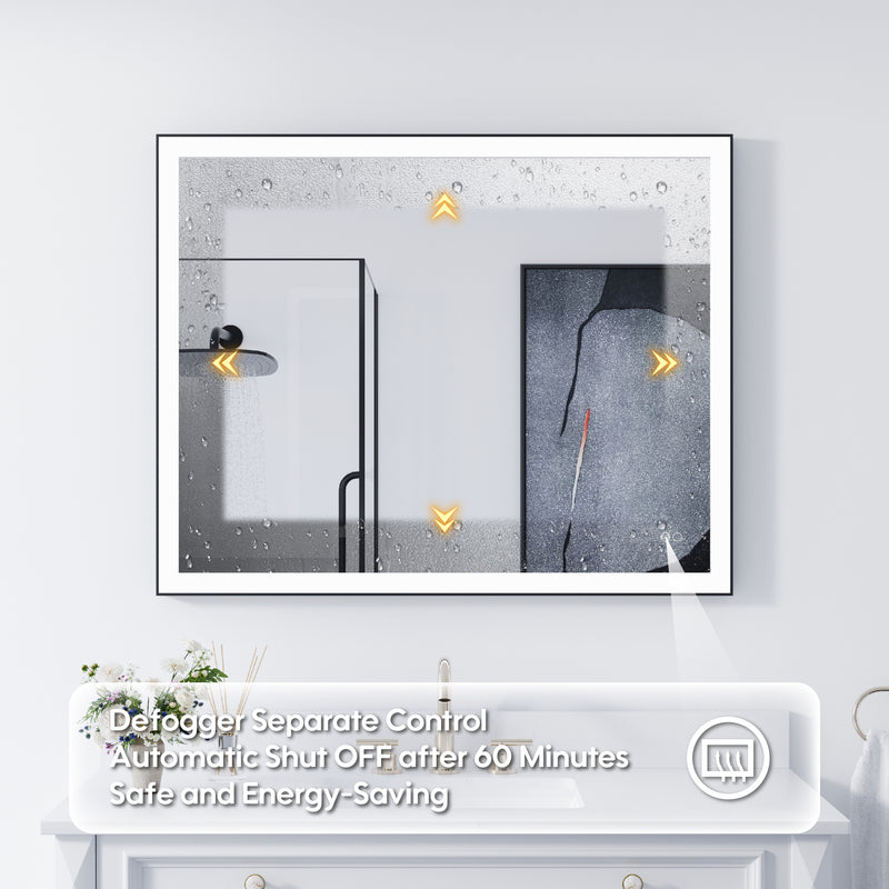 40 in. W x 32 in. H Aluminium Framed Rectangular LED Light Bathroom Vanity Mirror