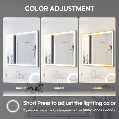 40 in. W x 32 in. H Aluminium Framed Rectangular LED Light Bathroom Vanity Mirror