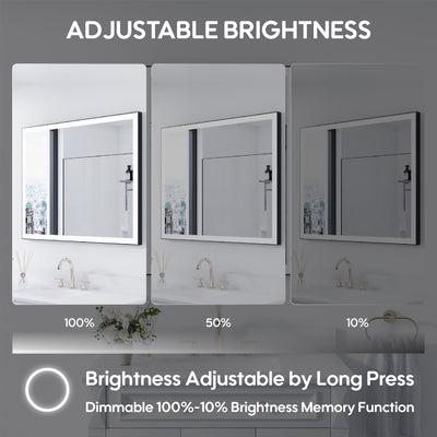 40 in. W x 32 in. H Aluminium Framed Rectangular LED Light Bathroom Vanity Mirror