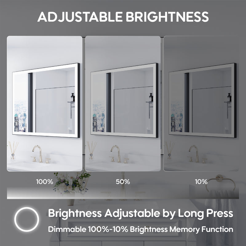 40 in. W x 32 in. H Aluminium Framed Rectangular LED Light Bathroom Vanity Mirror