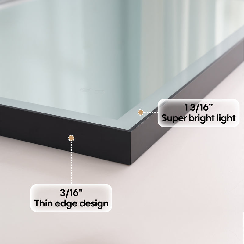40 in. W x 32 in. H Aluminium Framed Rectangular LED Light Bathroom Vanity Mirror