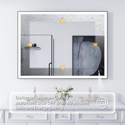 48 in. W x 36 in. H Aluminium Framed Rectangular LED Light Bathroom Vanity Mirror