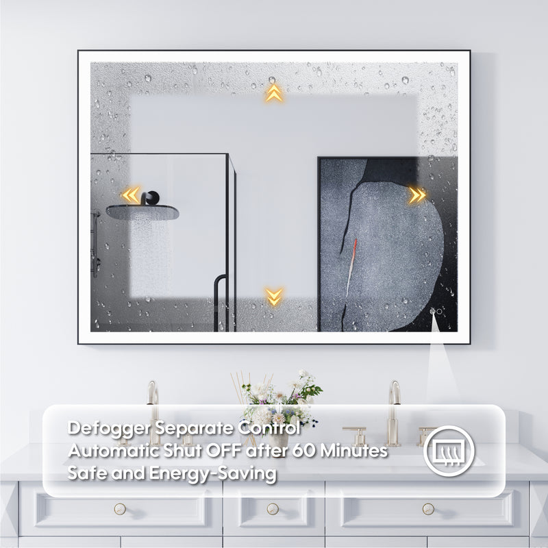 48 in. W x 36 in. H Aluminium Framed Rectangular LED Light Bathroom Vanity Mirror