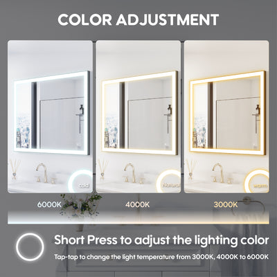 48 in. W x 36 in. H Aluminium Framed Rectangular LED Light Bathroom Vanity Mirror